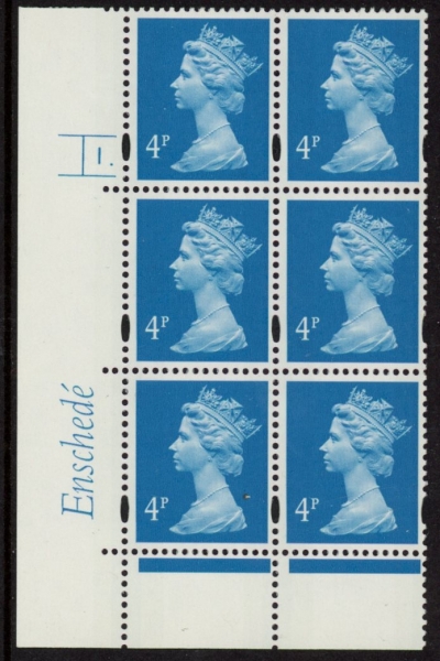 Y1669 (U132B) 4p new blue 2B Enschedé Cyl. 1 dot. 4mm varnished bands. yellow fluor PVA (bluish).U/M (MNH) Y1669 (U132B) 4p new blue 2B Enschedé Cyl. 1 dot. 4mm varnished bands. yellow fluor PVA (bluish).U/M (MNH)