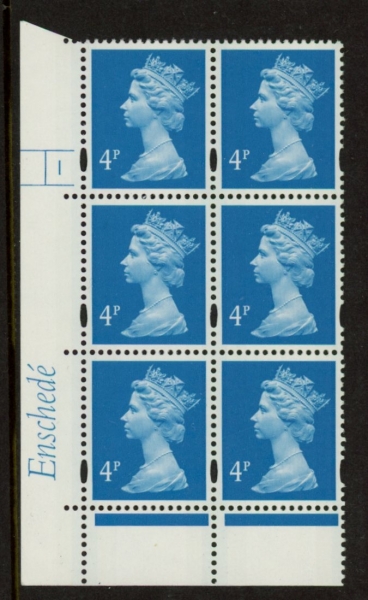 Y1669 (U132B) 4p new blue 2B Enschedé Cyl. 1 no dot. 4mm varnished bands. yellow fluor PVA (bluish).U/M (MNH) Y1669 (U132B) 4p new blue 2B Enschedé Cyl. 1 no dot. 4mm varnished bands. yellow fluor PVA (bluish).U/M (MNH)