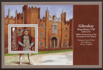 2009 Gibraltar MS.1315 King Henry VIII Mini Sheet U/M (MNH) 2009 Gibraltar MS.1315 King Henry VIII Mini Sheet U/M (MNH)