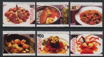 1996 Portugal SG.2525-30 Portugese Dishes Set of 6 values U/M (MNH) 1996 Portugal SG.2525-30 Portugese Dishes Set of 6 values U/M (MNH)