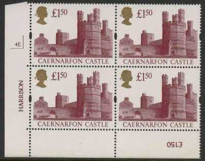 UK8 (SG.1612r) Re-Engraved.  £1.50  cylinder Block of 4 cylinder 4E Harrison U/M (MNH) UK8 (SG.1612r) Re-Engraved.  £1.50  cylinder Block of 4 cylinder 4E Harrison U/M (MNH)