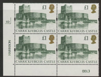 UK5 (SG.1611)  £1  cylinder Block of 4 cylinder 1D Harrison  U/M (MNH) UK5 (SG.1611)  £1  cylinder Block of 4 cylinder 1D Harrison  U/M (MNH)