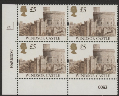 UK15 (SG.1614) £5  cylinder Block of 4 cylinder 2C PVAD Harrison  U/M (MNH) UK15 (SG.1614) £5  cylinder Block of 4 cylinder 2C PVAD Harrison  U/M (MNH)