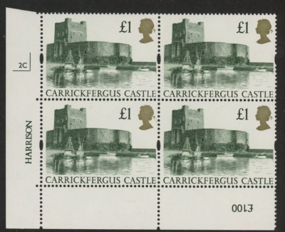 UK5 (SG.1611) £1  cylinder Block of 4 cylinder 2C Harrison  U/M (MNH) UK5 (SG.1611) £1  cylinder Block of 4 cylinder 2C Harrison  U/M (MNH)