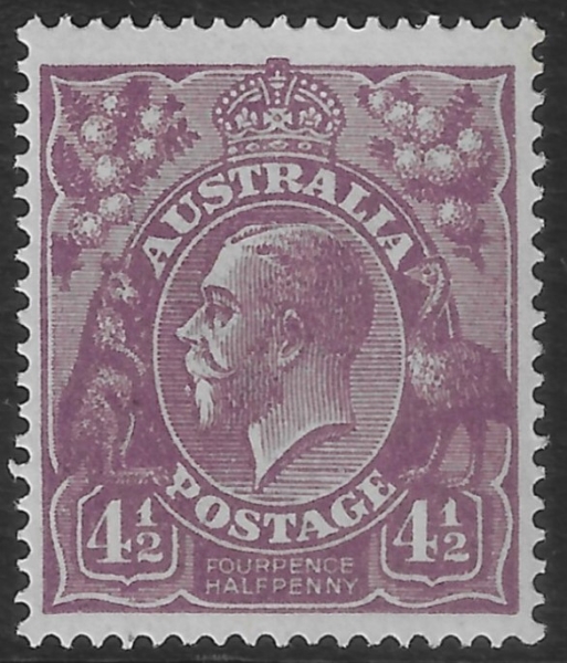 1924 Australia SG.81 (ASC 118B) 4½d. deep violet. U/M (MNH) 1924 Australia SG.81 (ASC 118B) 4½d. deep violet. U/M (MNH)