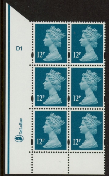 Y1677 (U211A) 12p greenish blue 2B DLR Cyl. D1 no dot phos D1 blue fluor PVA cream. (U/M (MNH) Y1677 (U211A) 12p greenish blue 2B DLR Cyl. D1 no dot phos D1 blue fluor PVA cream. (U/M (MNH)