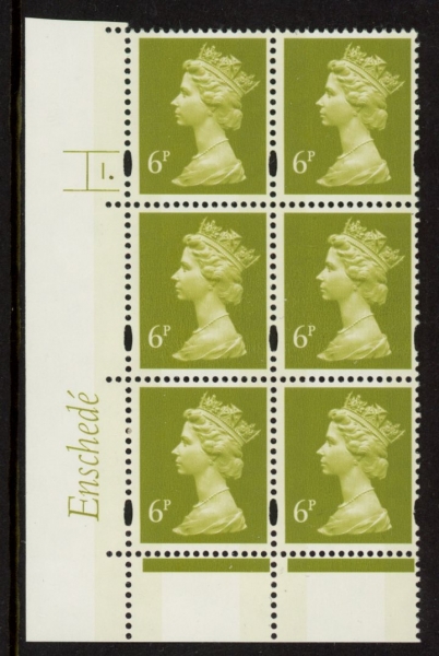 Y1671 (U147) 6p yellow olive 2B Enschedé Cyl.1 dot Perf RE2 yellow fluor PVA (bluish).U/M (MNH) Y1671 (U147) 6p yellow olive 2B Enschedé Cyl.1 dot Perf RE2 yellow fluor PVA (bluish).U/M (MNH)