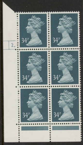U341 (x986) Harrison 34p deep bluish-grey phos.(ACP) perf RE Cyld. 2 dot U/M (MNH) U341 (x986) Harrison 34p deep bluish-grey phos.(ACP) perf RE Cyld. 2 dot U/M (MNH)