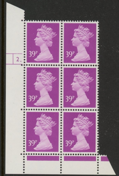 U377 (x991) Harrison 39p bright mauve phos.(ACP) perf RE Cyld. 2 dot U/M (MNH) U377 (x991) Harrison 39p bright mauve phos.(ACP) perf RE Cyld. 2 dot U/M (MNH)