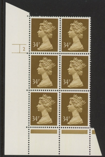 U339 (x985) Harrison 34p ochre brown phos.(ACP) perf RE Cyld. 2 no dot U/M (MNH) U339 (x985) Harrison 34p ochre brown phos.(ACP) perf RE Cyld. 2 no dot U/M (MNH)