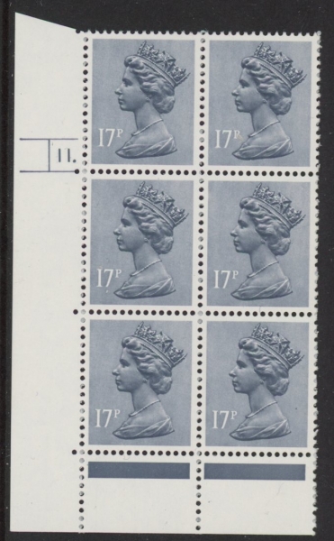 U247 (x952) Harrison 17p grey-blue phos.(ACP) perf RE Cyld. 11 dot U/M (MNH) U247 (x952) Harrison 17p grey-blue phos.(ACP) perf RE Cyld. 11 dot U/M (MNH)