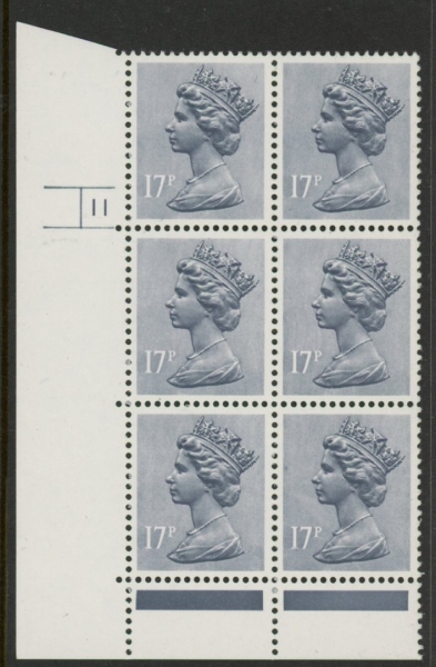 U247 (x952) Harrison 17p grey-blue phos.(ACP) perf RE Cyld. 11 no dot U/M (MNH) U247 (x952) Harrison 17p grey-blue phos.(ACP) perf RE Cyld. 11 no dot U/M (MNH)