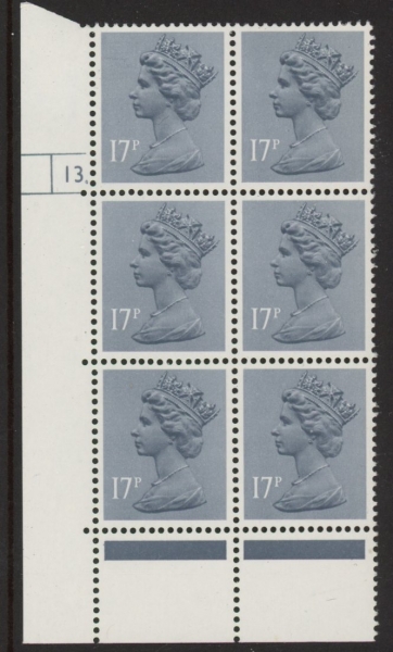 U247 (x952) Harrison 17p grey-blue phos.(ACP) perf RE Cyld. 13 dot U/M (MNH) U247 (x952) Harrison 17p grey-blue phos.(ACP) perf RE Cyld. 13 dot U/M (MNH)