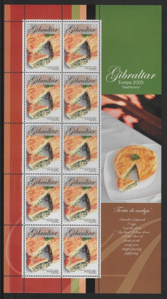 2005 Gibraltar SG.1125-8 EUROPA Gastronomy. sheetlets (4) U/M (MNH) 2005 Gibraltar SG.1125-8 EUROPA Gastronomy. sheetlets (4) U/M (MNH)