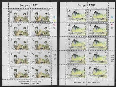 1982 Gibraltar SG.479-80 EUROPA. 'Operation Torch' sheetlets (2) U/M (MNH) 1982 Gibraltar SG.479-80 EUROPA. 'Operation Torch' sheetlets (2) U/M (MNH)