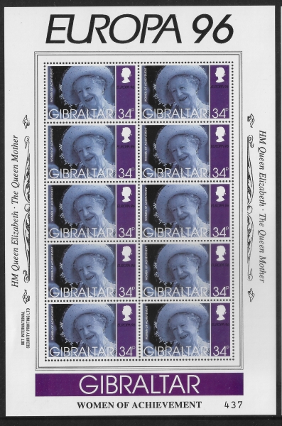 1996 Gibraltar SG.767-70 EUROPA. 'Famouse Women' sheetlets (4) U/M (MNH) 1996 Gibraltar SG.767-70 EUROPA. 'Famouse Women' sheetlets (4) U/M (MNH)
