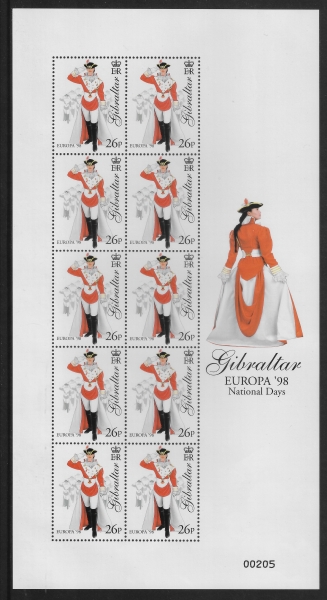 1998 Gibraltar SG.834-7 EUROPA. 'Festivals' sheetlets (4) U/M (MNH) 1998 Gibraltar SG.834-7 EUROPA. 'Festivals' sheetlets (4) U/M (MNH)