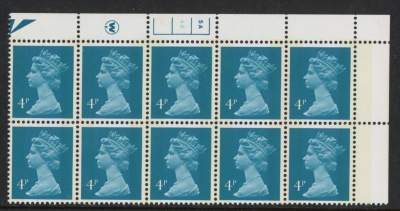 X996 (UG12) Waddington 4p greenish blue Cyld. 5a,4b phos 4 no dot. U/M (MNH) X996 (UG12) Waddington 4p greenish blue Cyld. 5a,4b phos 4 no dot. U/M (MNH)