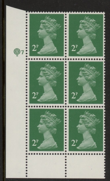 X1000a (UG5) Questa 2p TI Perf 15x14 emerald green. Cyld. Q7 (I) U/M (MNH) X1000a (UG5) Questa 2p TI Perf 15x14 emerald green. Cyld. Q7 (I) U/M (MNH)