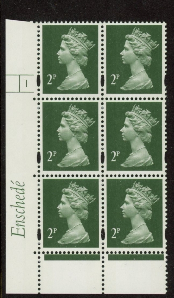 Y1668 (U85C) 2p TIII deep green. 2B Enschedé. PVA (white back) Cyld.1 no dot blue fluor U/M (MNH) Y1668 (U85C) 2p TIII deep green. 2B Enschedé. PVA (white back) Cyld.1 no dot blue fluor U/M (MNH)