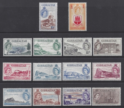 1953 Gibraltar SG.145-58 1st QEII definitives set 14 values U/M (MNH) 1953 Gibraltar SG.145-58 1st QEII definitives set 14 values U/M (MNH)