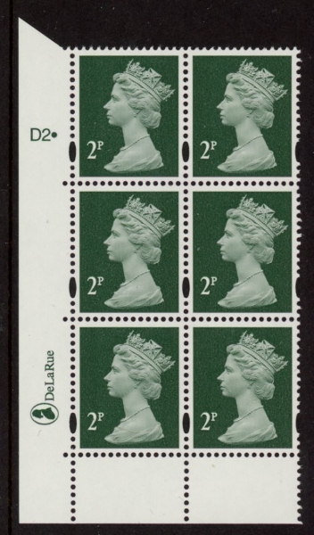 Y1668 (U85G) 2p TIII deep green. 2B DLR PVA cream Cyld. D2 phos D1 dot blue fluor U/M (MNH) Y1668 (U85G) 2p TIII deep green. 2B DLR PVA cream Cyld. D2 phos D1 dot blue fluor U/M (MNH)