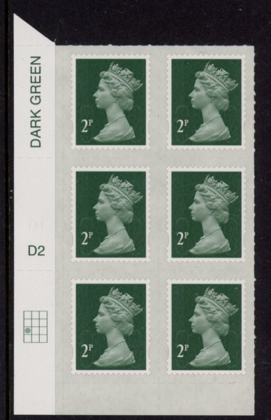 U2921 2p 2B deep green M16L cyld. D2 grid position R3 C1 DLR U/M (MNH) U2921 2p 2B deep green M16L cyld. D2 grid position R3 C1 DLR U/M (MNH)