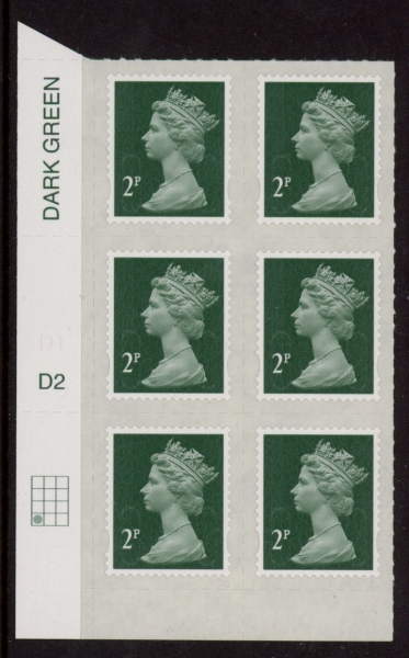 U2921 2p 2B deep green M16L cyld. D2 grid position R4 C1 DLR U/M (MNH) U2921 2p 2B deep green M16L cyld. D2 grid position R4 C1 DLR U/M (MNH)