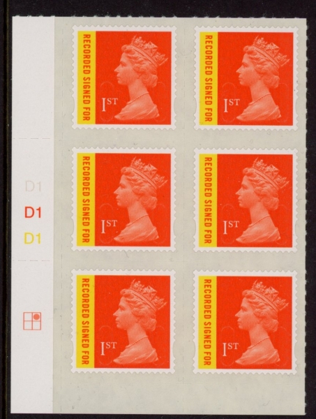 U3045 1st orange & yellow Recorded. MAIL Cylinder D1D1 grid R1 C2 DLR U/M (MNH) U3045 1st orange & yellow Recorded. MAIL Cylinder D1D1 grid R1 C2 DLR U/M (MNH)