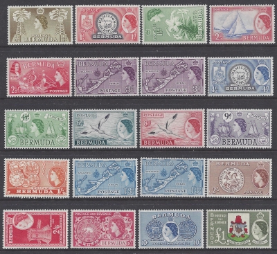 1953-62 Bermuda SG.135-150 including SG.140a & 145b varieties. set of 20 values U/M (MNH) 1953-62 Bermuda SG.135-150 including SG.140a & 145b varieties. set of 20 values U/M (MNH)