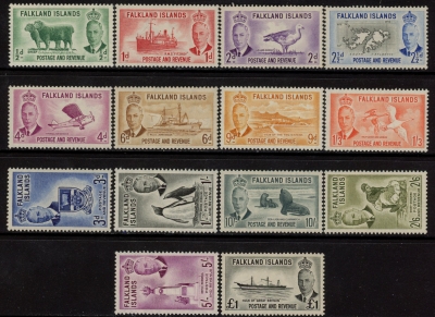 1952 Falkland Islands SG.172-85 Set of 14 values Mounted Mint CAt. £190.00 1952 Falkland Islands SG.172-85 Set of 14 values Mounted Mint CAt. £190.00