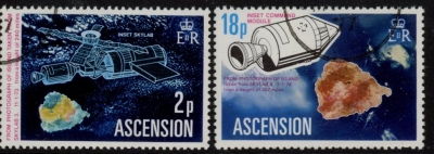 1975 Ascension. SG.185-6 Space Satellites. set 2 values Vfu. 1975 Ascension. SG.185-6 Space Satellites. set 2 values Vfu.