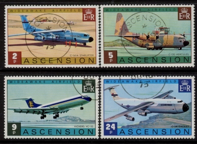 1975 Ascension. SG. 187-90 Wideawake Airfield. set 4 values Vfu. 1975 Ascension. SG. 187-90 Wideawake Airfield. set 4 values Vfu.