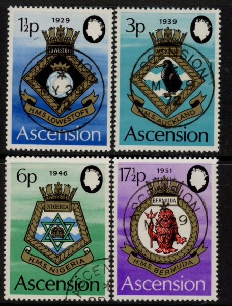 1972 Ascension SG154-7 Royal Naval Crests (4rh Series) Set of 4 values VFU 1972 Ascension SG154-7 Royal Naval Crests (4rh Series) Set of 4 values VFU