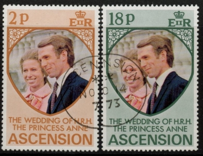1973 Ascension SG178-9 Royal Wedding Set of 2 Values VFU 1973 Ascension SG178-9 Royal Wedding Set of 2 Values VFU
