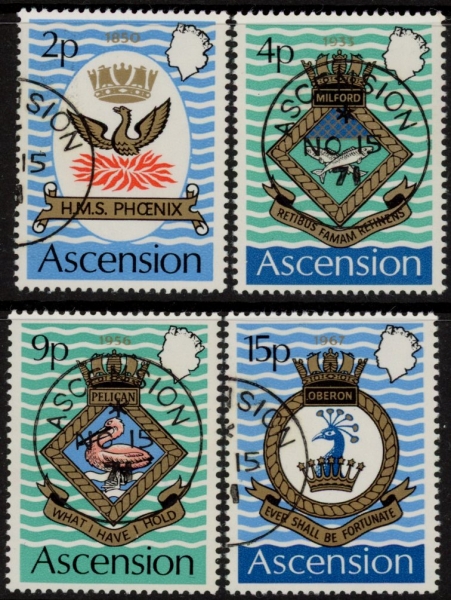 1971 Ascension SG149-52 Royal Naval Crests Set of 4 Values VFU 1971 Ascension SG149-52 Royal Naval Crests Set of 4 Values VFU