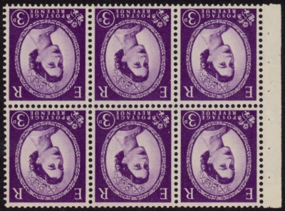 SB92a Crowns 6 x 3d. wmk inverted. perf Iet good perfs. U/M (MNH) SB92a Crowns 6 x 3d. wmk inverted. perf Iet good perfs. U/M (MNH)