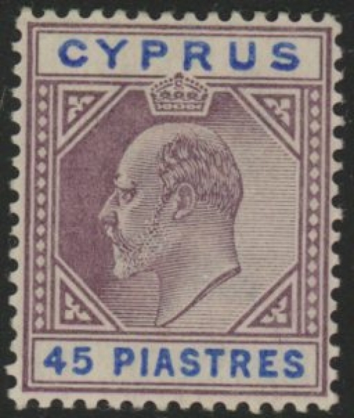 1903 Cyprus SG.59 45pi dull purple & ultramarine M/M 1903 Cyprus SG.59 45pi dull purple & ultramarine M/M