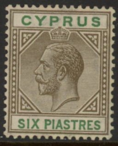 1923 Cyprus SG.96 6pi sepia & green U/M (MNH) 1923 Cyprus SG.96 6pi sepia & green U/M (MNH)