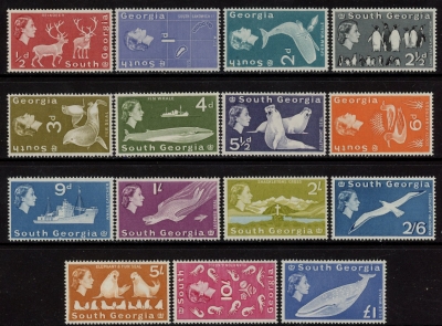 1963 South Georgia SG1-15 15 values short set mounted mint 1963 South Georgia SG1-15 15 values short set mounted mint