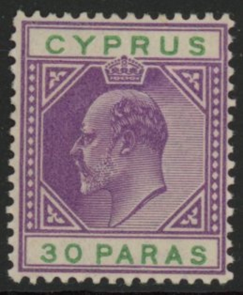 1904 Cyprus SG.63 30pa purple & green M/M 1904 Cyprus SG.63 30pa purple & green M/M
