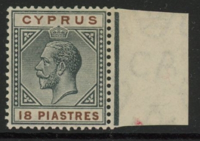 1915 Cyprus SG.83 18pi black & brown U/M (MNH) 1915 Cyprus SG.83 18pi black & brown U/M (MNH)