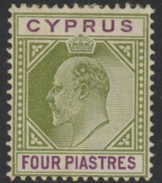 1903 Cyprus SG.54 4pi olive-green & purple M/M 1903 Cyprus SG.54 4pi olive-green & purple M/M