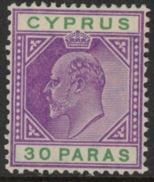 1910 Cyprus SG.63a 30pa violet & green. M/M 1910 Cyprus SG.63a 30pa violet & green. M/M