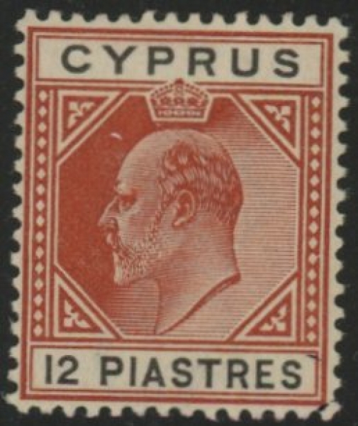 1903 Cyprus SG.57 12pi chestnut & black. LM/M 1903 Cyprus SG.57 12pi chestnut & black. LM/M