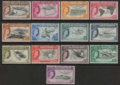 1956 Ascension. SG.57-69 First QEII pictorial set 13 values superb used. 1956 Ascension. SG.57-69 First QEII pictorial set 13 values superb used.