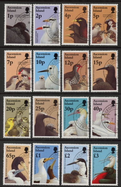 1996 Ascension SG.679-84 Birds & their young Set of 16 values VFU 1996 Ascension SG.679-84 Birds & their young Set of 16 values VFU