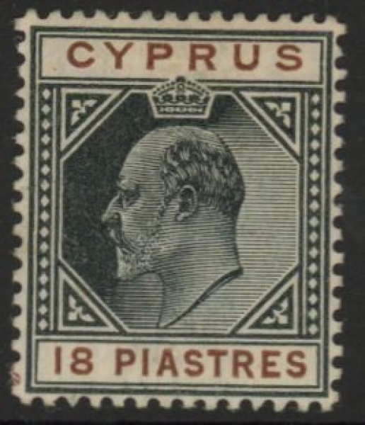 1904 Cyprus KEVII SG.70 18pi black & brown ' Multi Crown CA' M/M 1904 Cyprus KEVII SG.70 18pi black & brown ' Multi Crown CA' M/M
