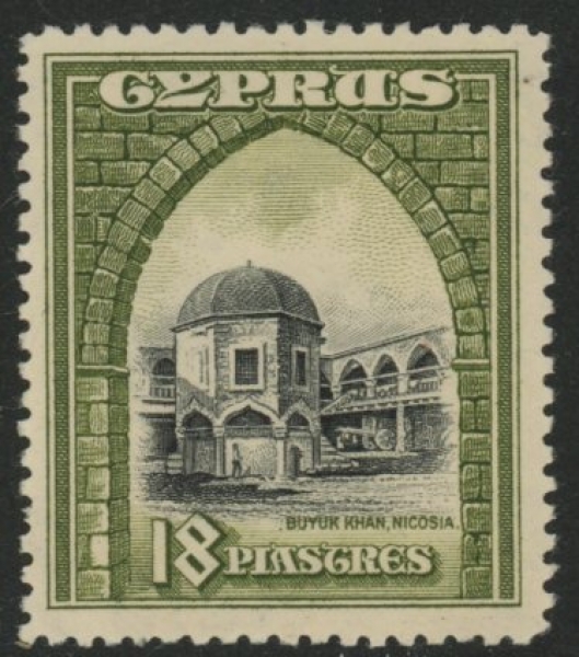 1934 Cyprus KGV SG.142 18pi black & olive green. M/M 1934 Cyprus KGV SG.142 18pi black & olive green. M/M