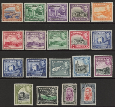 1938-51 Cyprus KGVI SG.151-63 set 19 values U/M (MNH) 1938-51 Cyprus KGVI SG.151-63 set 19 values U/M (MNH)